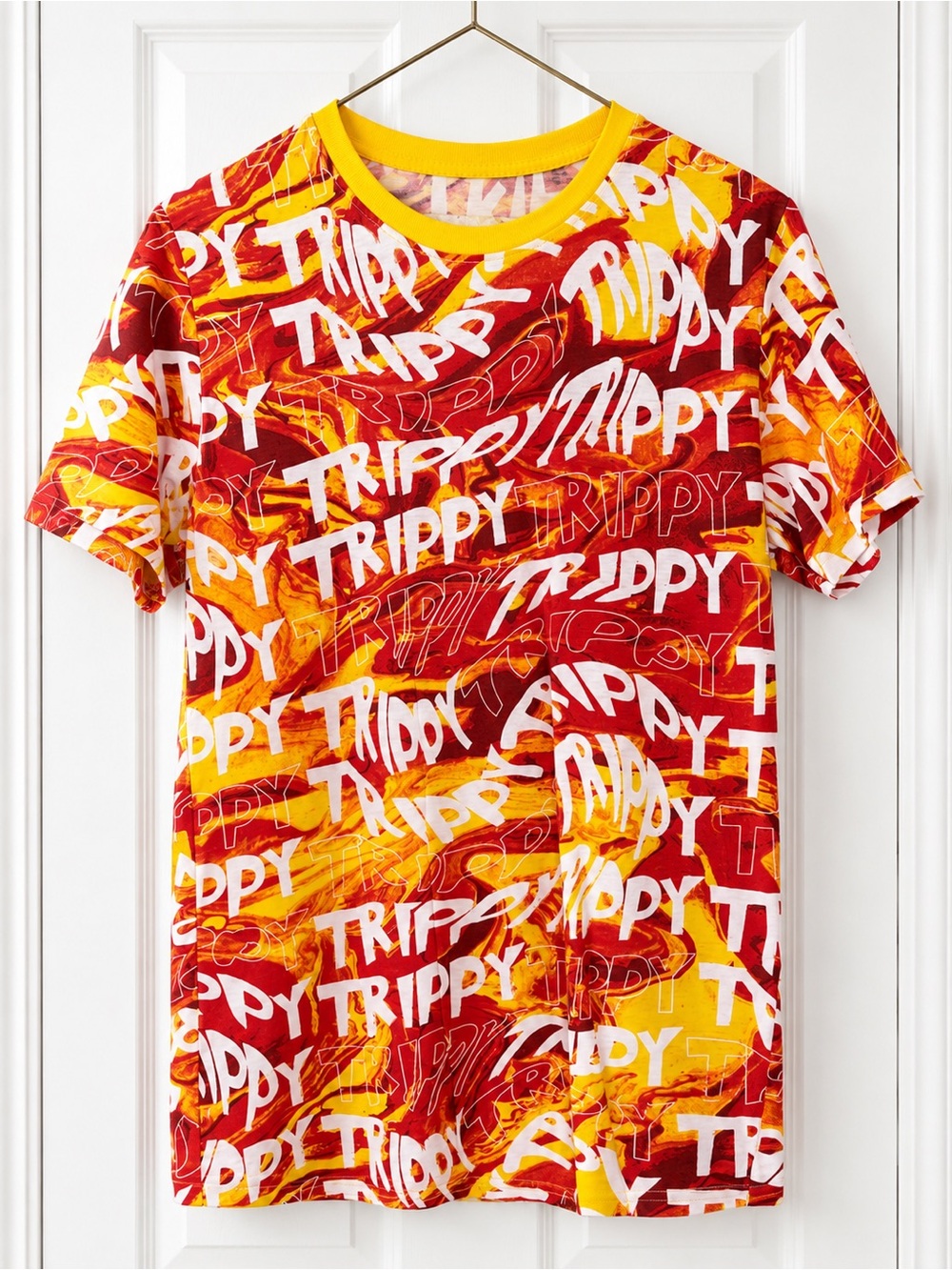 Kids 'Trippy' Short Sleeve Graphic Tee - Red & Yellow